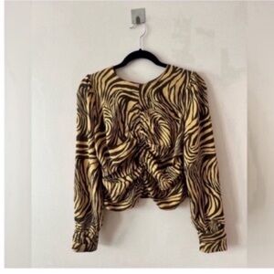 Milk & Honey Animal Print Cropped Blouse size M
